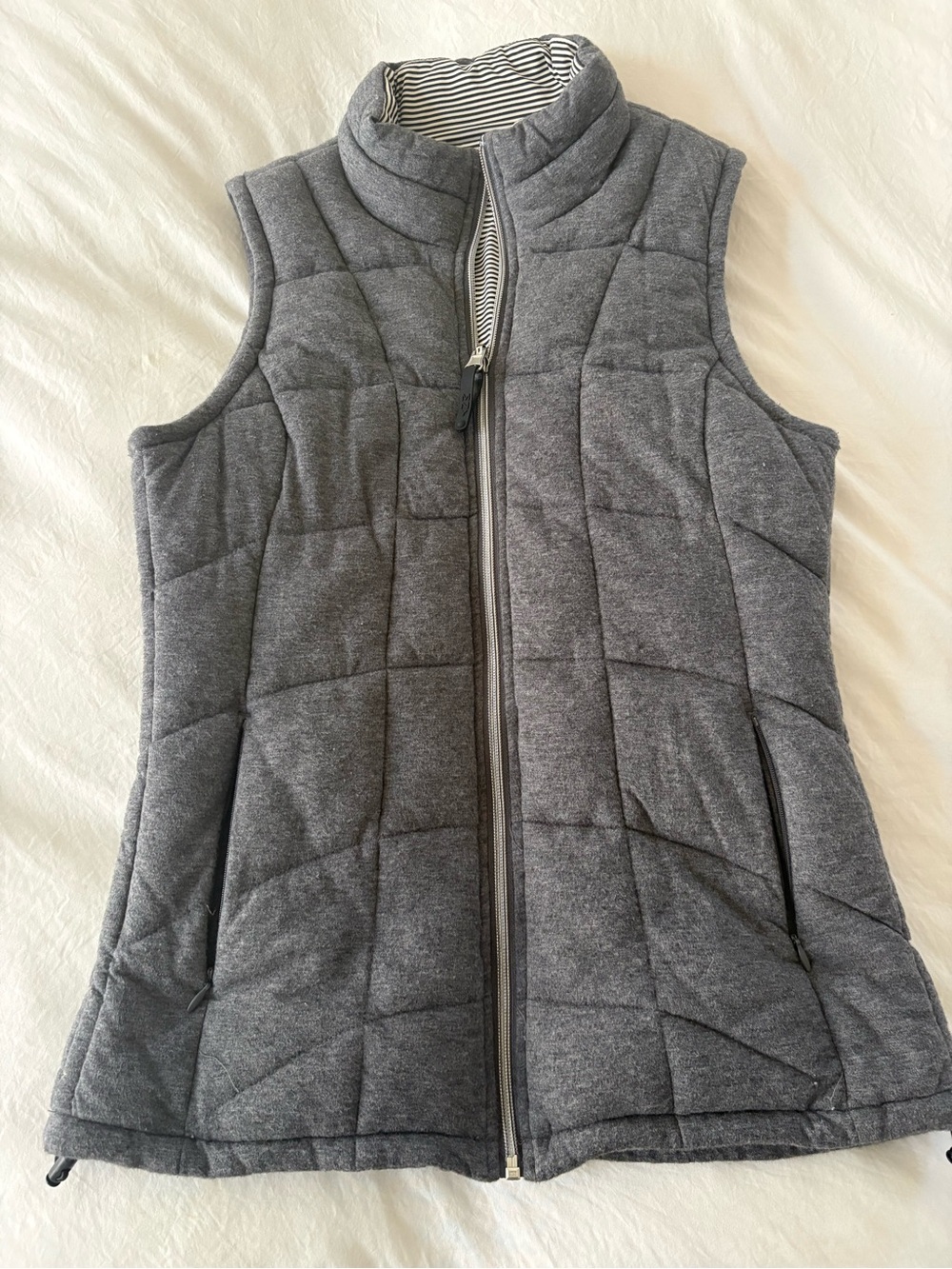 Marc New York Heather Gray/Striped Quilted Sleeveless Reversible Vest